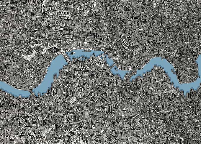 London city map blue