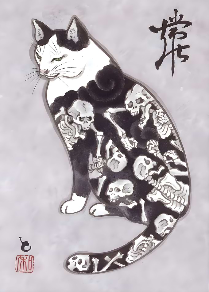Cat Skeleton Irezumi