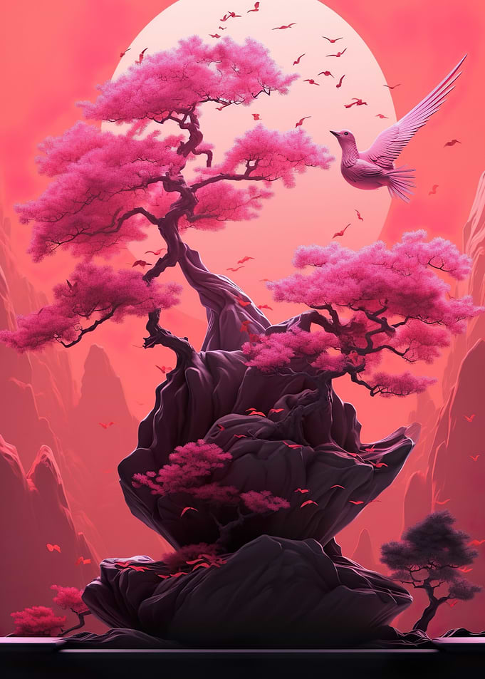 Japan Pink Bonsai Bird
