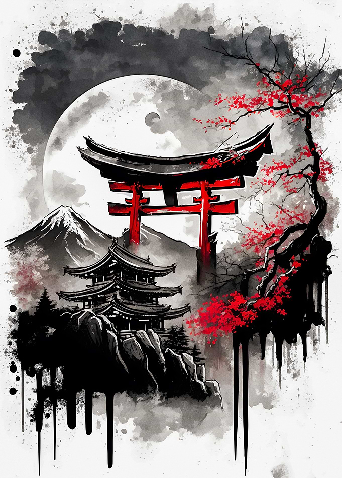 Torii gate and japan icon