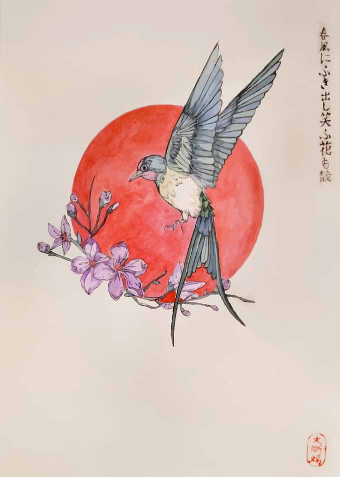 Japanese Swallow Painting