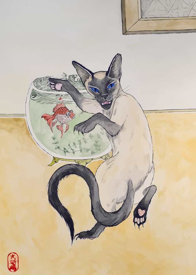 Oriental Siamese Cat Art
