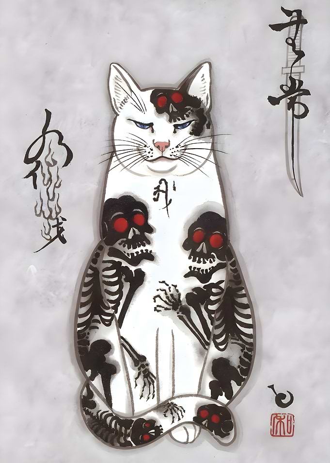 Cat Skeleton Tattoo