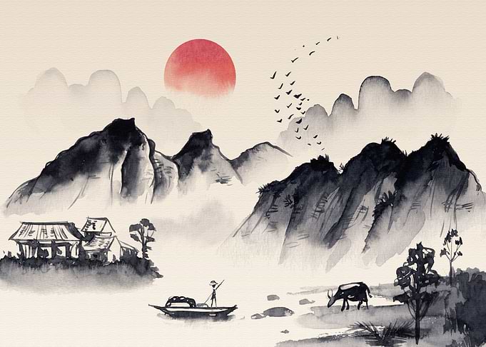 Watercolor chinese style