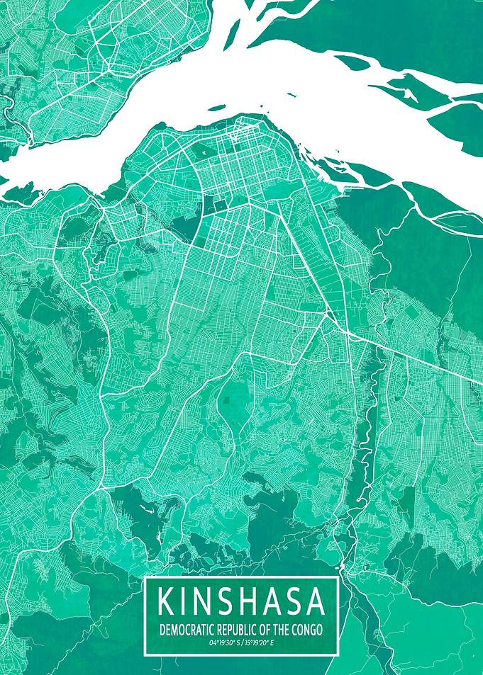 Kinshasa Map Watercolor