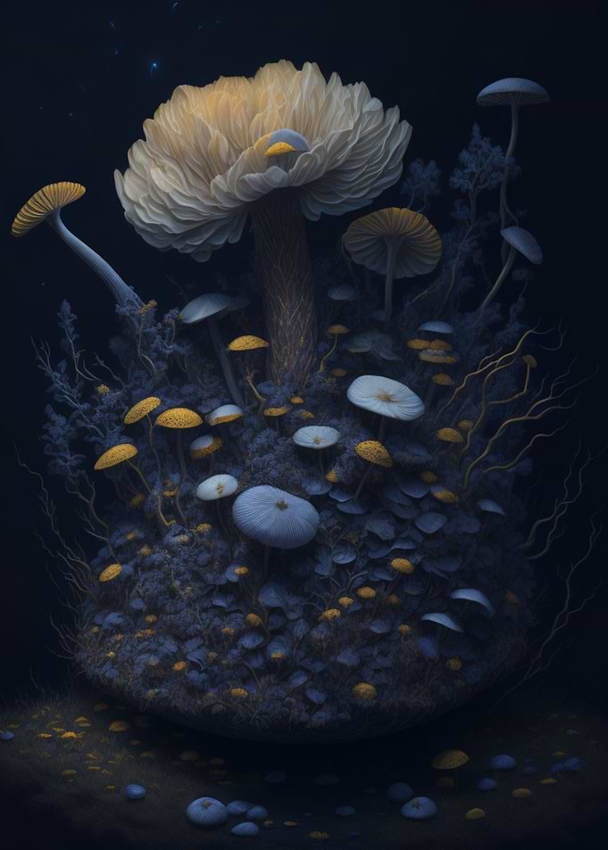Mushrooms and Flowers