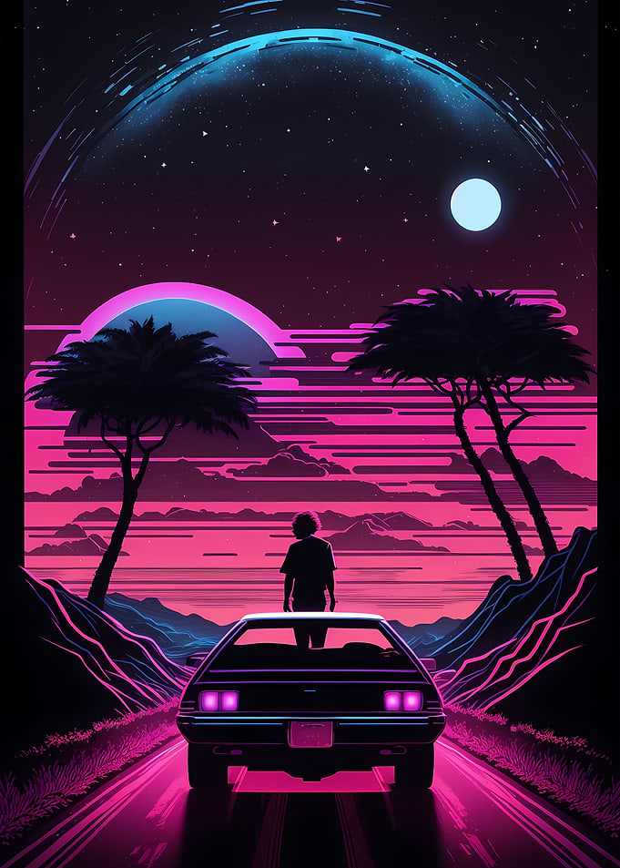 Vintage Car Neon 80s