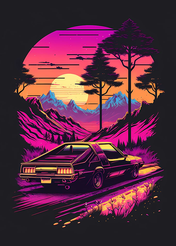 Car 80s Colorful