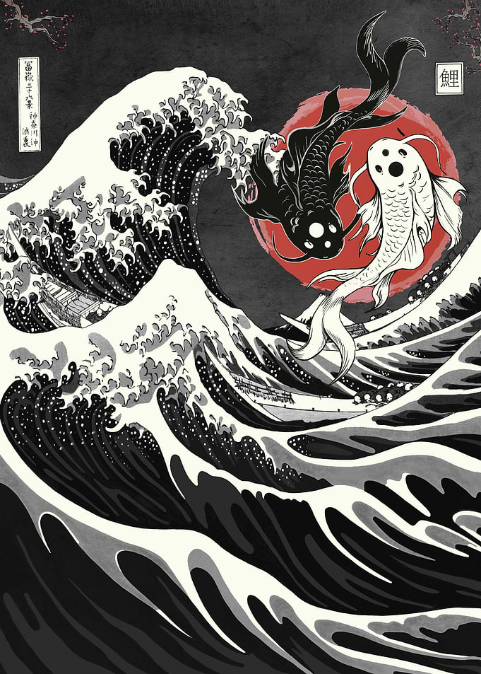 Koi fish YinYang Hokusai
