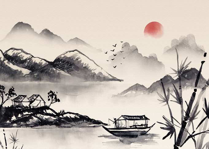 Watercolor chinese style