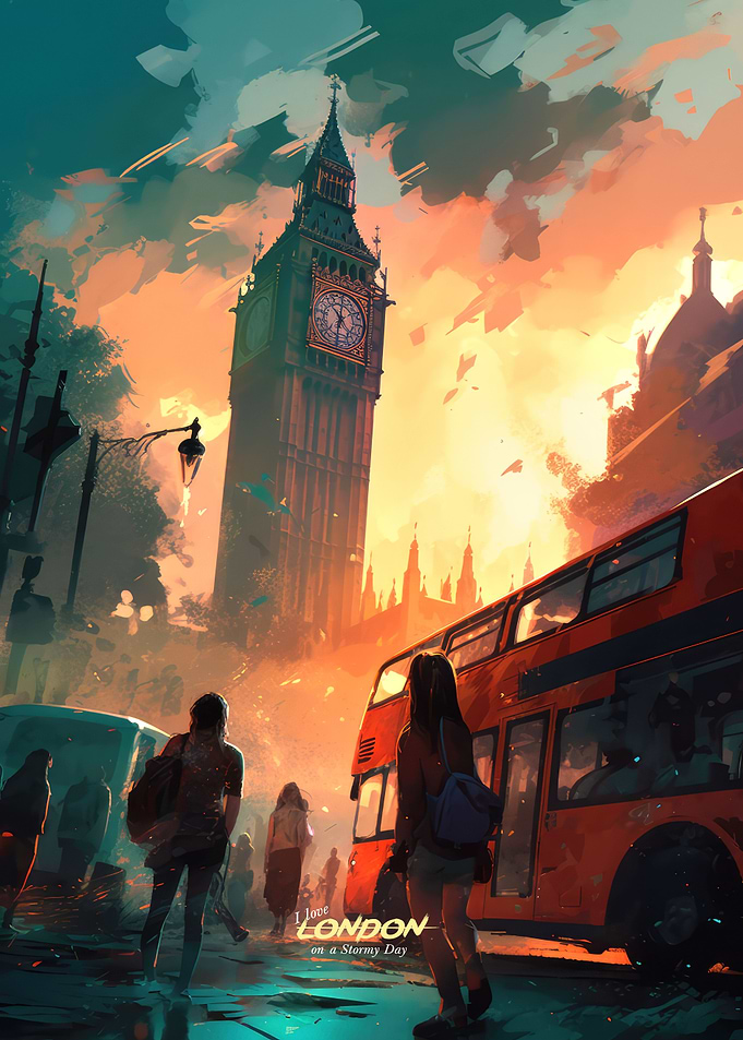London Stormy Day Scene