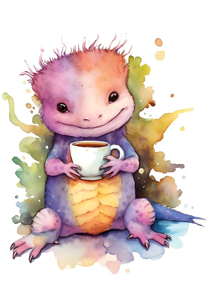 Axolotl salamander coffee