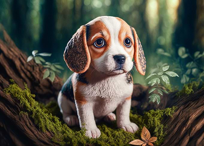 Puppy Peter in the forest