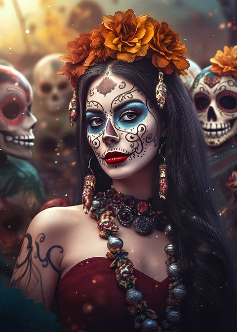 Festive of Remembrance — sugar skull metal wall art