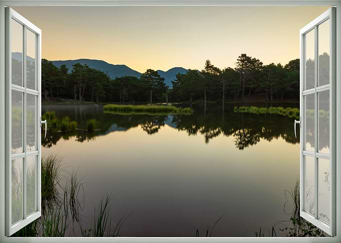 Window view lake landscape