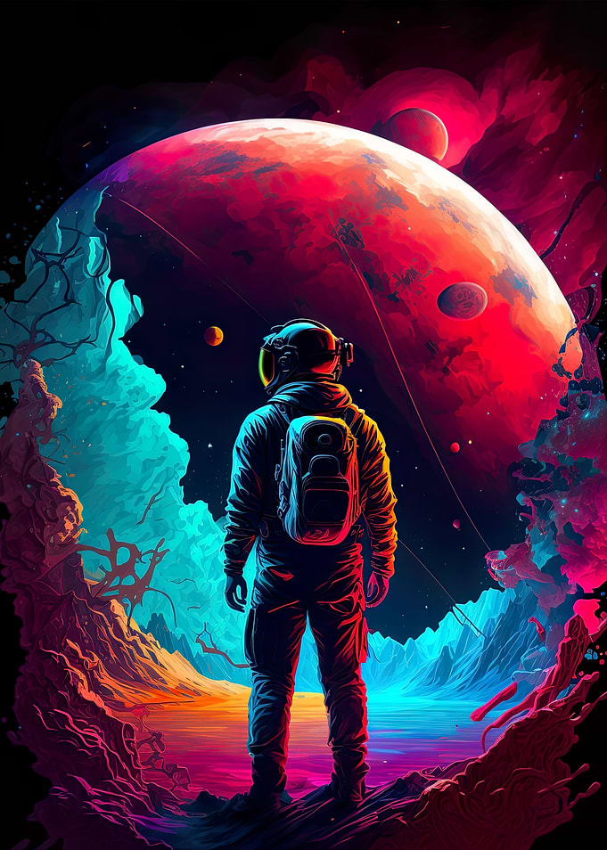 Neon Astronaut in space