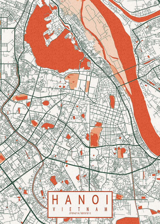 Hanoi City Map Bohemian