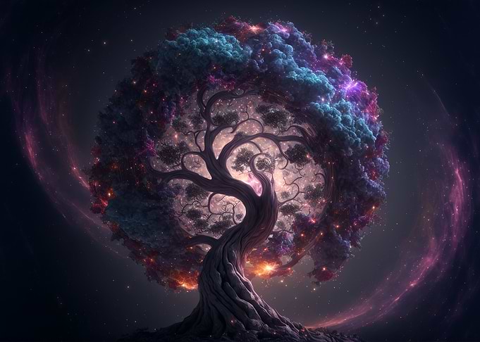Magical glowing tree