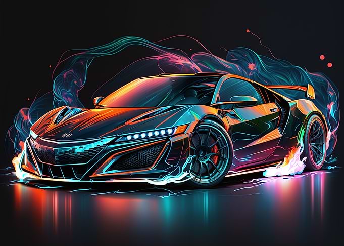 Neon Painted Acura NSX