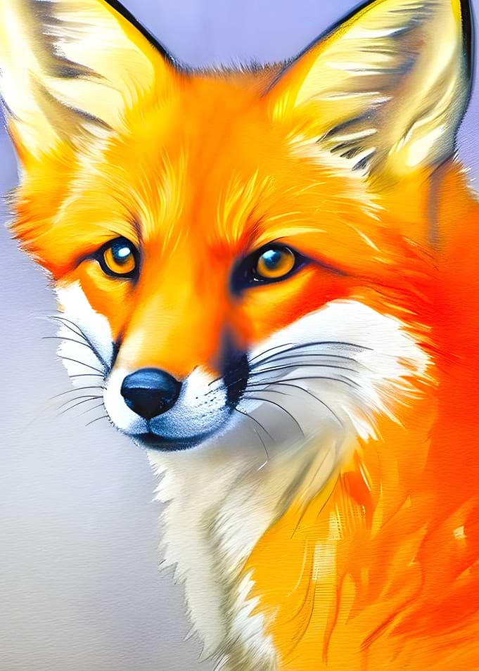 Watercolor portrait of fox