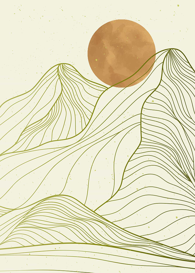 Mountain desert line art