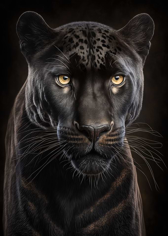 Black leopard portrait