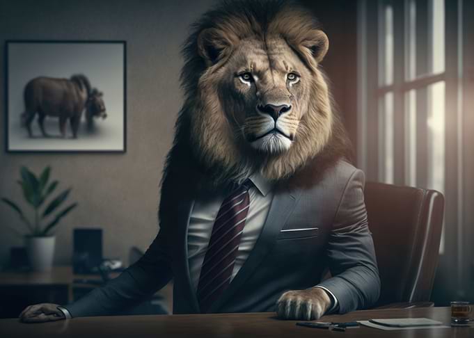 Lion in a business suit