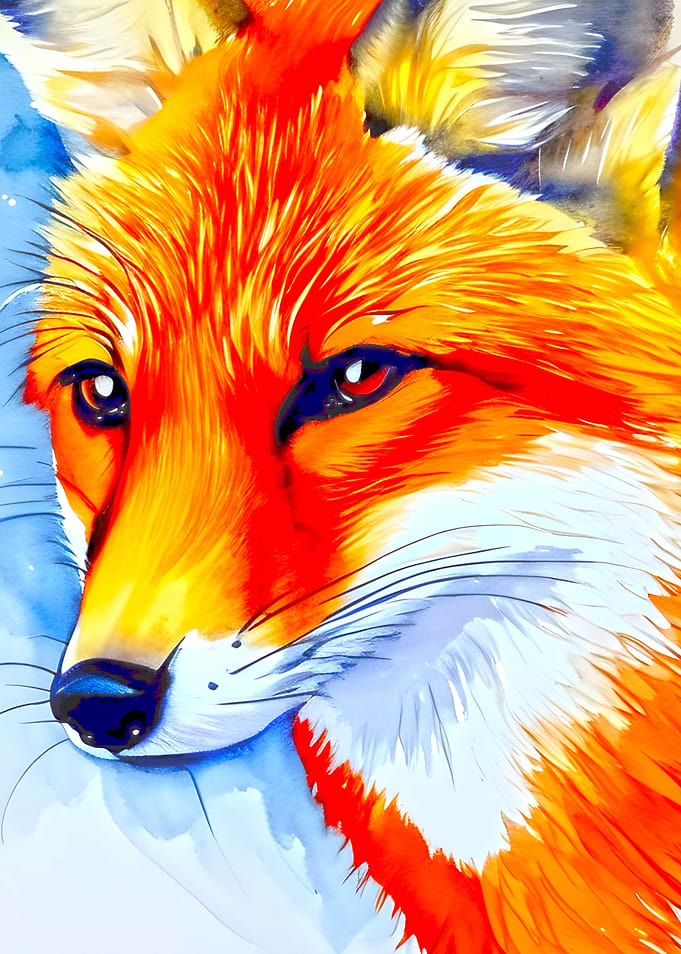 Close up of painting fox
