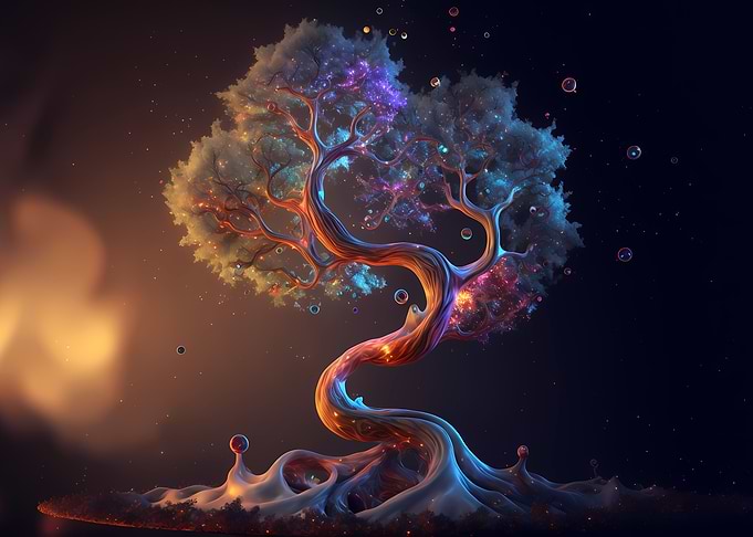Magical glowing tree