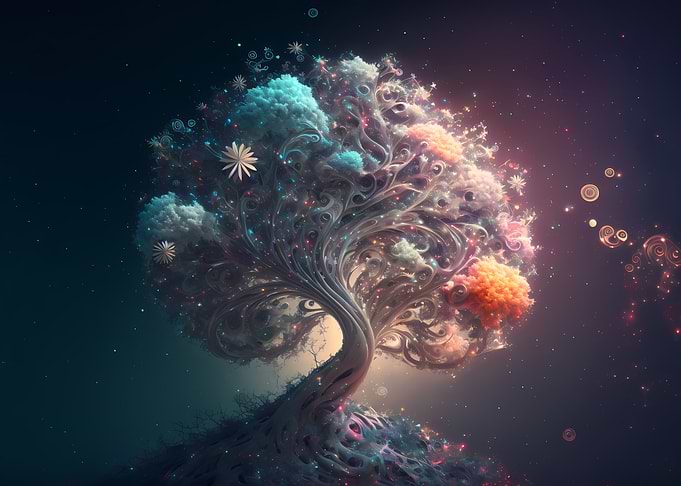 Magical glowing tree