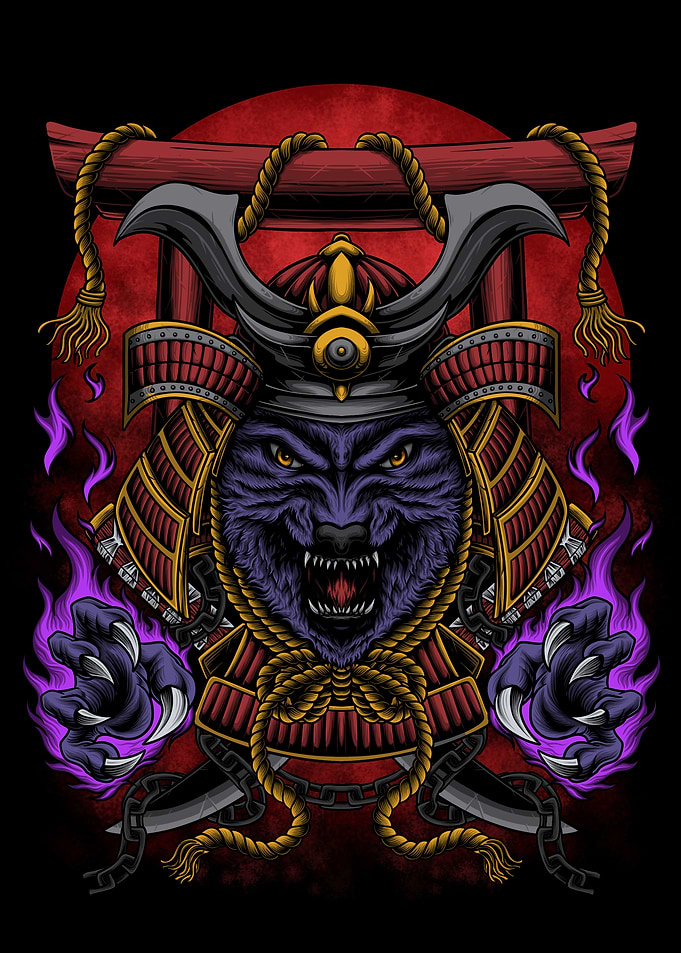 Japanese samurai wolf