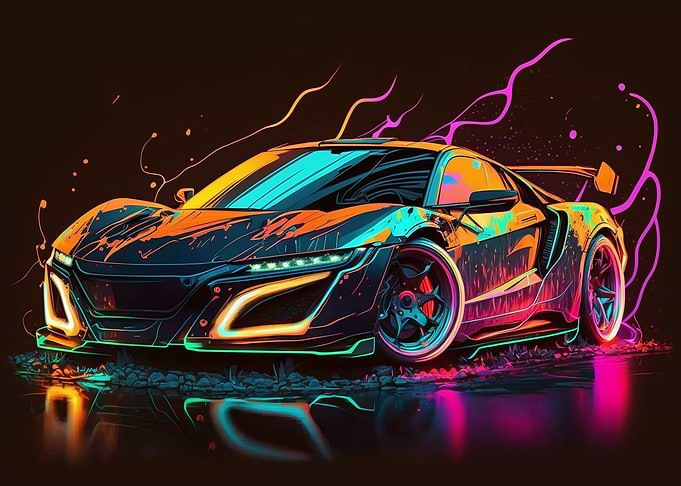 Neon Painted Acura NSX