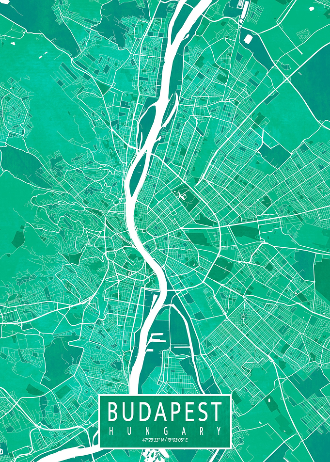 Budapest Map Watercolor