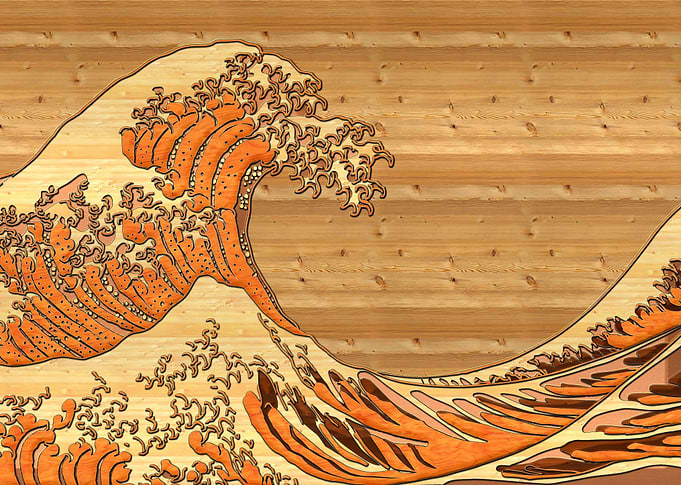 Wood Great wave Kanagawa