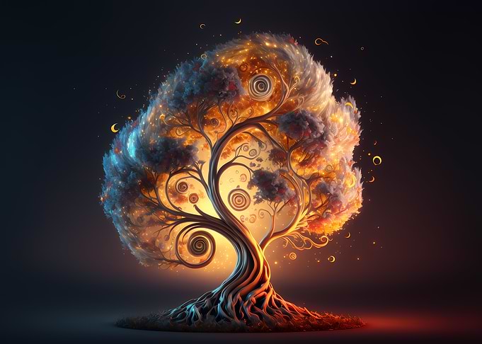 Magical glowing tree