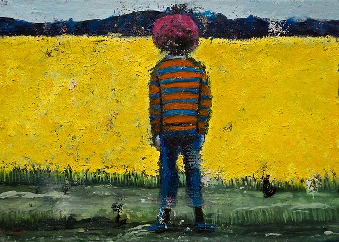 Clown in a yellow field