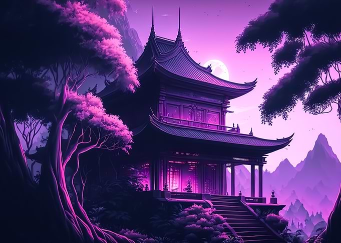 japanese landscape moon