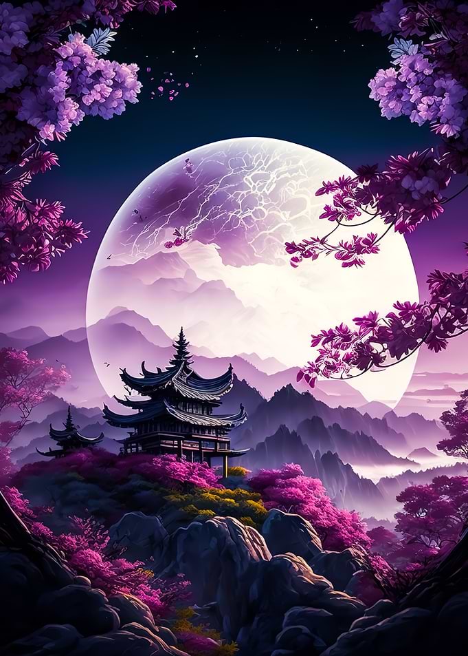 japanese landscape moon