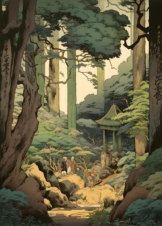 Forest travellers ukiyo e