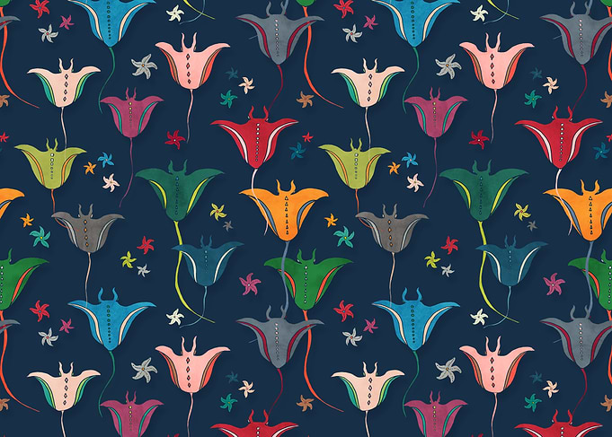 Shoal of manta rays