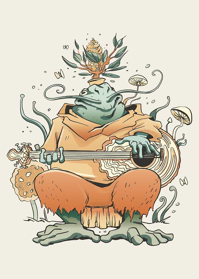 Frog Guitar cottagecore