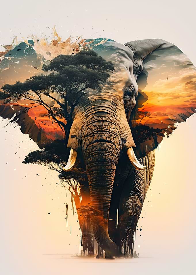 Elephant Sunset Animal