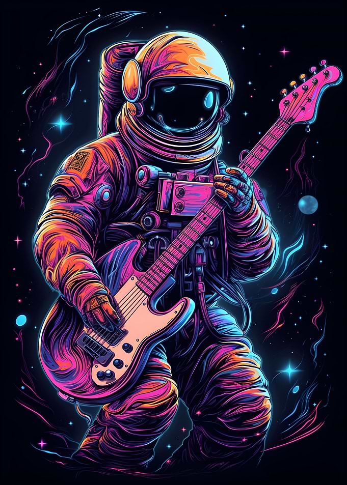 Astronaut Playing Guitar