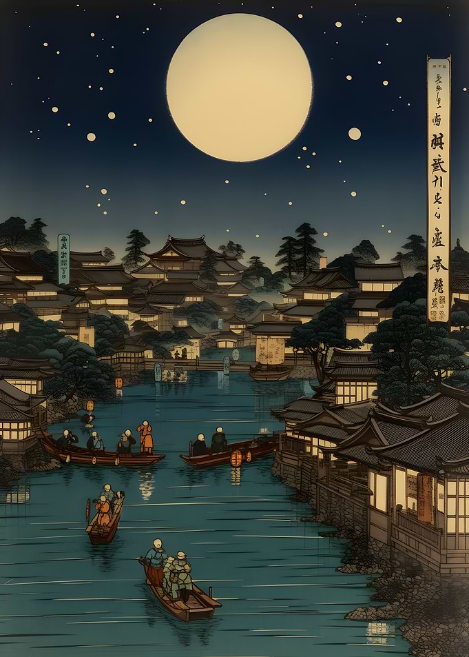River City by night ukiyoe