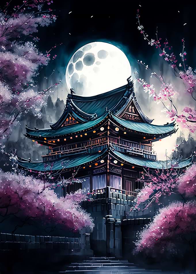japanese landscape moon
