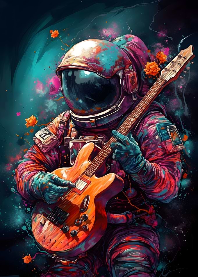 Astronaut Playing Guitar