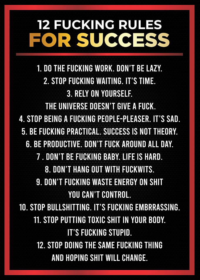 12 fucking rule to success