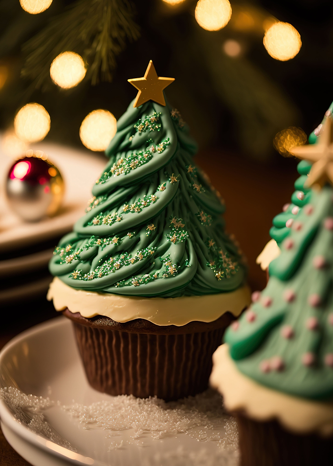 Christmas tree cupcakes