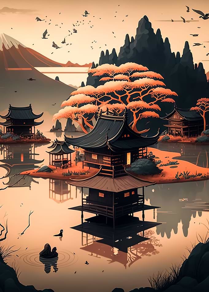 japanese landscape house