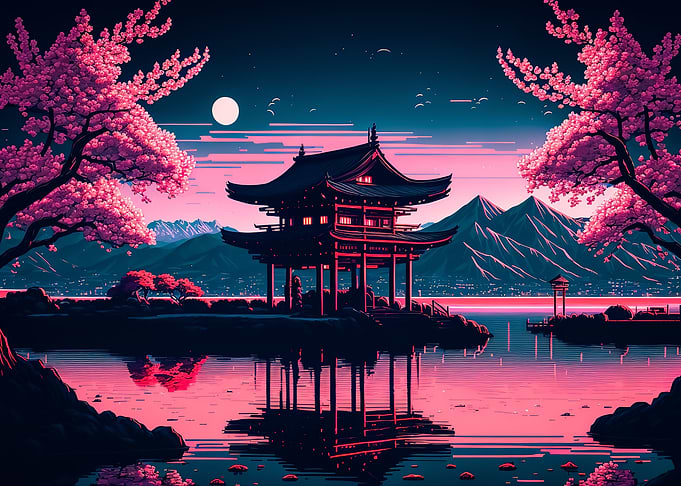 japanese landscape moon